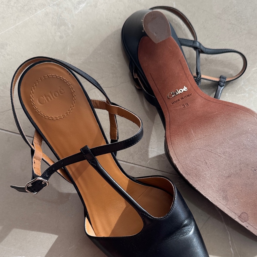 Chloe Black Leather Heels - Picture 4 of 6